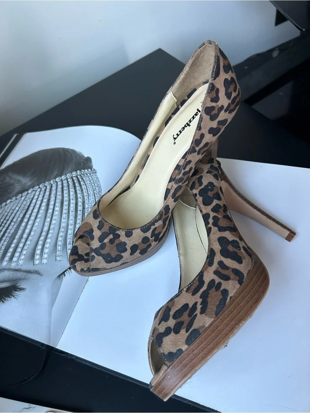 Leopard Print Peep-Toe Pumps - Brown/Black Jazzberyy 9 Leopard Print Platform Hi